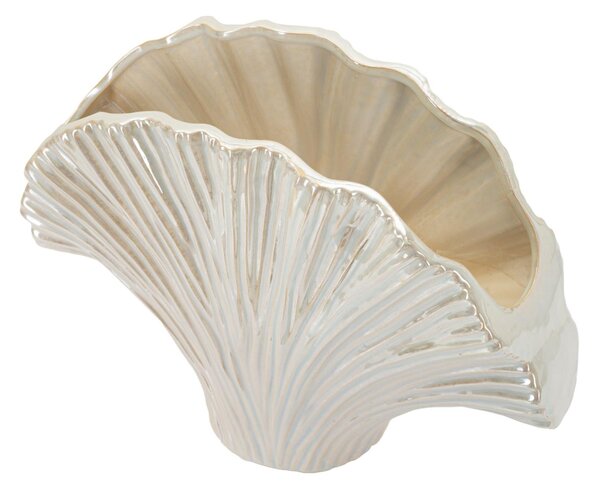 Vaso decorativo alla forma di una conchiglia, PERLY, Dimensioni 35,5x11,5x 27 cm finitura lucida esalta il colore Perlato