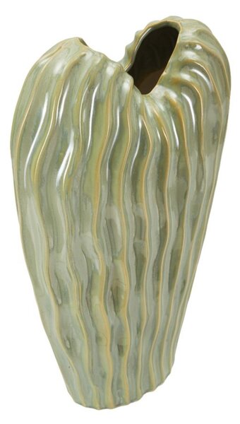 Vaso decorativo dalla Forma sinuosa, VENICE, Dimensioni 22x10xh h 39 cm finitura lucida esalta il colore VERDE