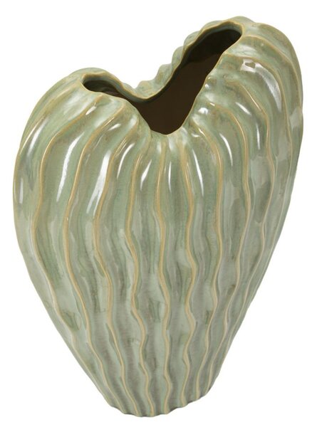 Vaso decorativo dalla Forma sinuosa, VENICE, Dimensioni 27x14xh h46 cm Foro 12 cm finitura lucida esalta il colore VERDE