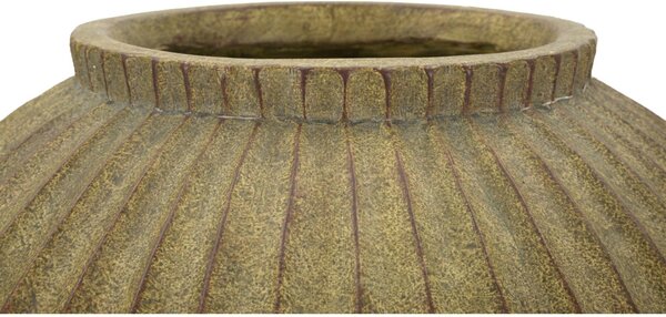 Vaso decorativo dalla Forma schiacciata., HONDURAS, � 40x h26,5 cm Foro 15 cm in texture scanalata Colore naturale verde sporco