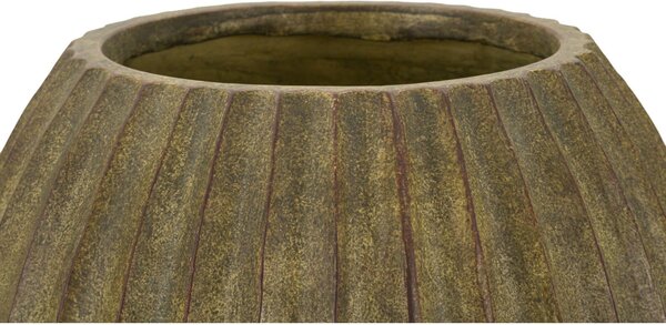 Vaso decorativo dalla Forma Rotonda., HONDURAS, � 32x h 32,55 cm - Foro 18 cm in texture scanalata Colore naturale Verde sporco