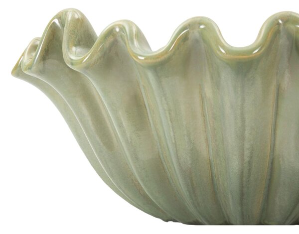 Svuotatasche, in ceramica, piatto decorativo ispirato alla forma naturale dei coralli Dimensioni 33xh 13 cm - 3 0 kg, colore verde marino