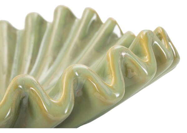 Svuotatasche, in ceramica, piatto decorativo ispirato alla forma naturale dei coralli Dimensioni 40xh 13 cm -4,9 kg, colore verde marino