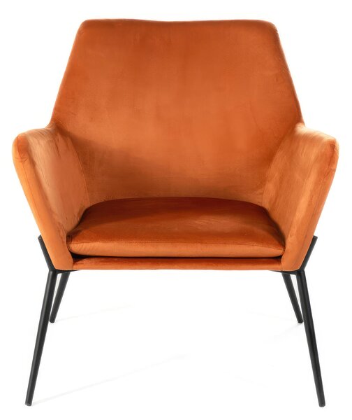 Poltrona in Velluto Gin, Madie e Complementi d'arredo E5, 70x71,5xh79 cm, Rivestimento Caramello, Base Nero, Struttura Metallo