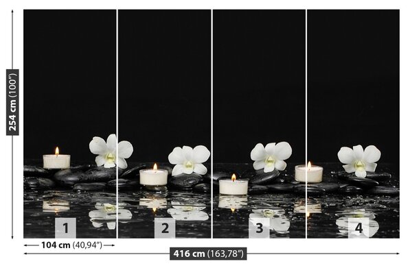 Carta da parati Candele orchidee 104x70 cm