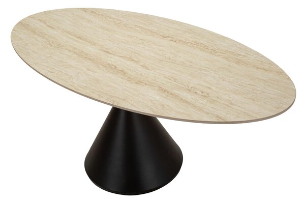 Tavolinetto da Pranzo ripiano in MDF SPACE piano ampio effetto marmo dimensioni � 180x90x h76 cm ripiano specchio telaio Crema e Nero