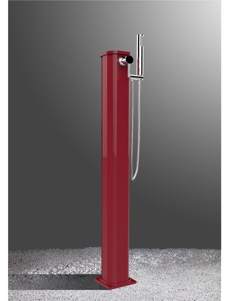 Doccia Solare da Esterno Giardino 20L Miscelatore e Doccetta Mobile Arkema Jolly Go, Dimensioni 18,5x20x h 115 cm colore Red Passion