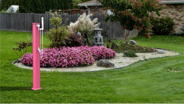 Doccia Solare da Esterno Giardino 20L Miscelatore e Doccetta Mobile Arkema Jolly Go, Dimensioni 18,5x20x h 115 cm colore Sabbia