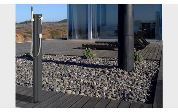 Doccia Solare da Esterno Giardino 20L Miscelatore e Doccetta Mobile Arkema Jolly Go, Dimensioni 18,5x20x h 115 cm colore Cherry