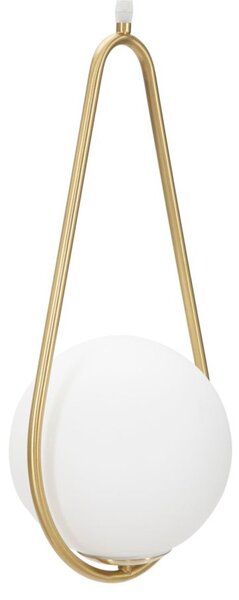 Lampadario in metallo dorato con sfera in vetro bianco., GLAMY , Dimensioni 24x20xh 46 cm sfere in vetro bianco