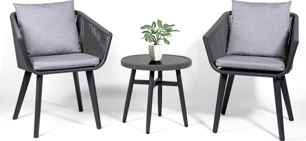 Set da giardino Rainsworth in rattan Composto da 2 poltrone e 1 tavolo con 2 cuscini e 2 cuscini da seduta