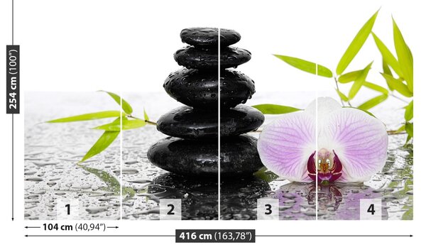 Carta da parati Pietre e orchidea 104x70 cm