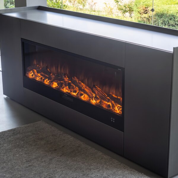 Caminetto Elettrico Da Incasso Vulture Caminetto Lungo 150 Cm 1500w Dimensioni 150x20xh 50,7 cm - 34 kg Nero