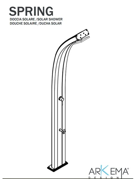 Doccia Per Esterni in Alluminio a Riscaldamento Solare Serbatoio 25 lt Arkema Spring Dimensioni 26x12x h 224 cm - peso 18,5 kg Antracite