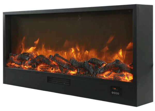 Caminetto elettrico da incasso O Anche a Filo Muro Modello ISPICA Led Regolabile Su 6 Livelli Potenza Lungo 108 Dimensioni 108x20xh 50,7-peso 32 kg Metri Da 1500 W Nero