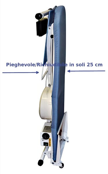 Tavolo da stiro professionale richiudibile Piano Aspirante e Riscaldato COMELUX a Dimensioni Piano 115x40x28 cm si richiude in soli 25 cm
