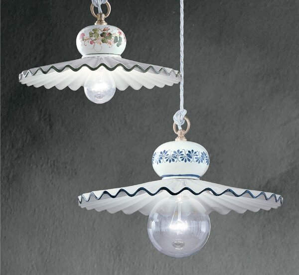 Lampada a sospensione GRANDE in ceramica stile rustico decorata a mano Roma Diametro ? 41 cm -1 x max 75W E27 Ceramica, Metallo
