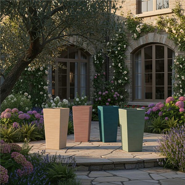 Portavaso Vaso in polietilene EGIZIO rustico Dimensioni 40x30x h 91cm ideale per arredare al meglio sia un ambiente interno che esterno Salvia