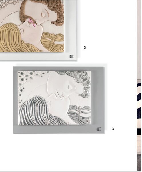 Quadro innamorati in argento Piccolo 15,5x12,5 cm immagine in Foglia di Argento pu� essere appeso o appoggiato