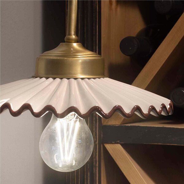 Applique da parete rustica in metallo e paralume in ceramica decorata a mano L'AQUILA Dimensioni 21x26x h 23 cm peso 1,15 kg - Attacco Lampada E 27