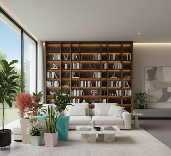 Porta vaso Vaso in polietilene EGIZIO LISCIO 32x22x53 cm ideale per arredare al meglio sia un ambiente interno che esterno Cappuccino