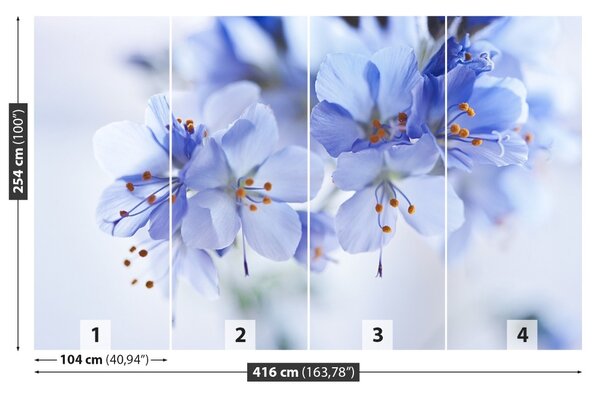 Carta da parati Fiori blu 104x70 cm