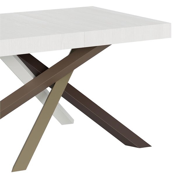 Tavolo Allungabile con 2 allunghe VOLANTIS MULTICOLOR 90x120xh77 cm estensibile fino a 224 cm Allunghe da 52 cm, gambe in Ferro verniciate Antracite piano colore Bianco Frassino