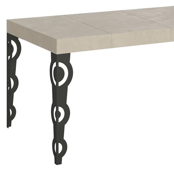 Tavolo Allungabile Quadrato cashmere Karamay 90x90xh77 cm estensibile fino a 246 cm tutto in legno di Frassino telaio antracite