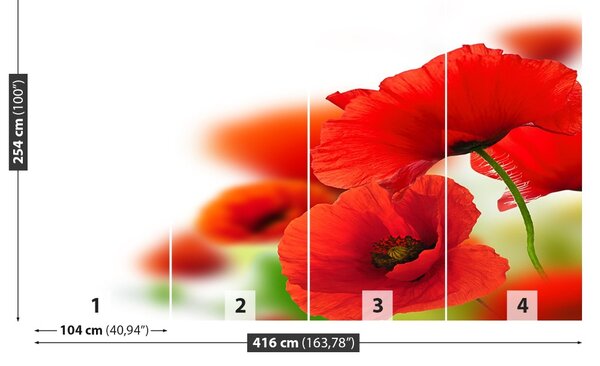 Carta da parati Poppies bianchi 104x70 cm