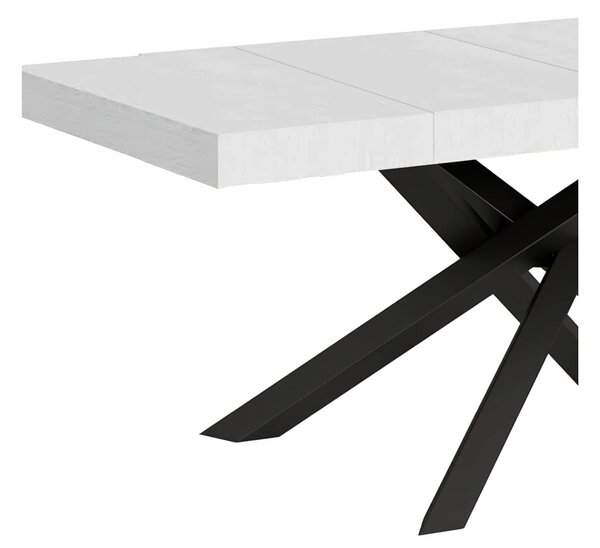 Tavolo Allungabile con 2 allunghe VOLANTIS Premium Bianco 90x120xh77 cm estensibile fino a 224 cm Allunghe da 52 cm, gambe in Ferro verniciate Antracite, piano Bianco Frassino
