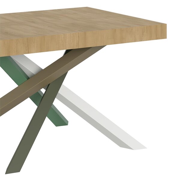 Tavolo Allungabile con 2 allunghe VOLANTIS MULTICOLOR 90x120xh77 cm estensibile fino a 224 cm Allunghe da 52 cm, gambe in Ferro verniciate Antracite piano colore Quercia Natura