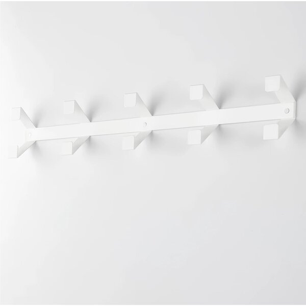 Appendiabiti da parete giovane semplice e colorato SAM, Dimensioni 60x5xh 12 cm Si portata max 5Kg metallo da attaccare a muro Bianco RAL 9003 liscio