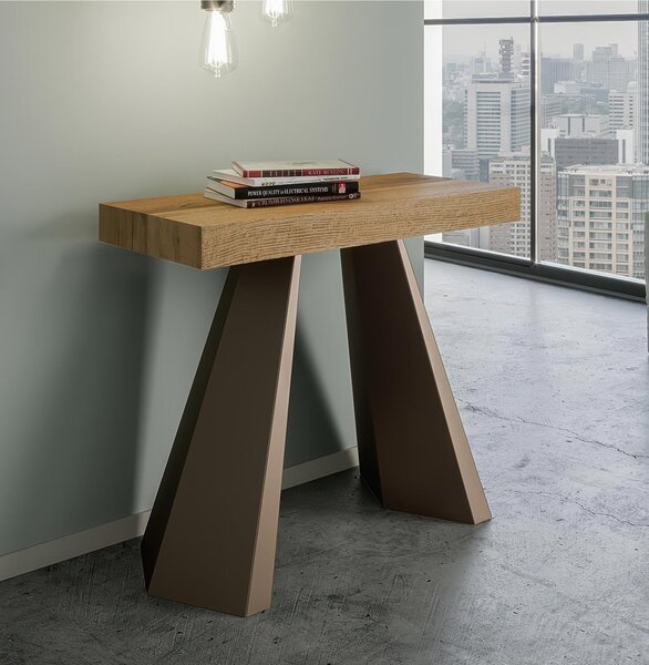 Consolle Allungabile Fino a 1.90 cm DIAMANTE SMALL Dimensioni 90x40xh77 cm estensibile fino a 190 cm 3 Allunghe da 52 cm, gambe ORSO Colore Quercia Naturale