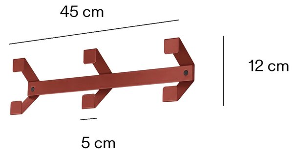 Appendiabiti da parete 3 posti semplice e colorato SAM, Dimensioni 45x5xh 12 cm Si portata max 5Kg metallo da attaccare a muro Bianco RAL 9003 liscio