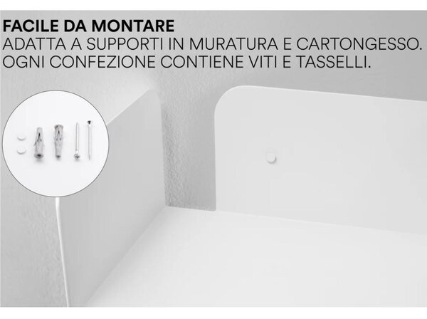 Mensola in metallo SMARTY da muro Minimal Dimensioni 40x20x h 12 cm Portata massima 17.8 kg in acciaio verniciato Carta da Zucchero RAL 5014 goffrato