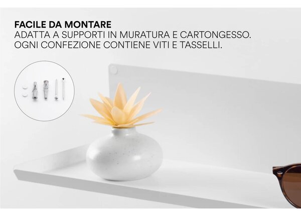 Mensola in metallo Fly-K � una mensola in metallo da muro Minimal Dimensioni 60x15x h 10 cm Portata massima 15 kg costituita da un unico elemento in acciaio verniciato Bianco RAL 9003 liscio