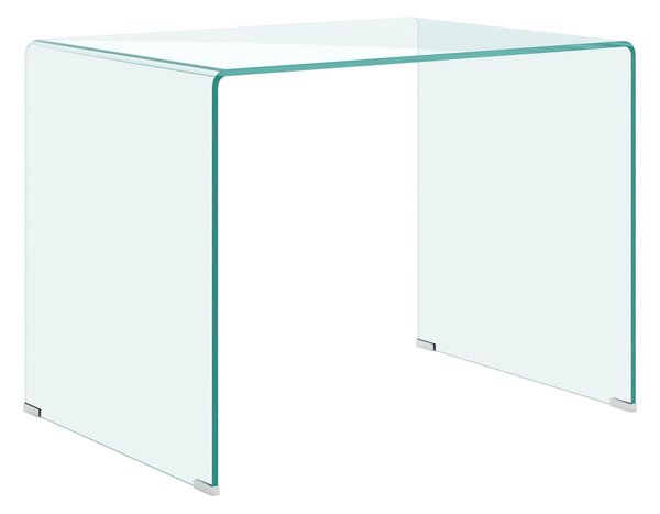 Tavolo Scrivania in vetro curvato Scrivania Glassy Dimensioni 100x60xh73 cm spessore 12 mm trasparente, 4 piedini in acciaio colore trasparente