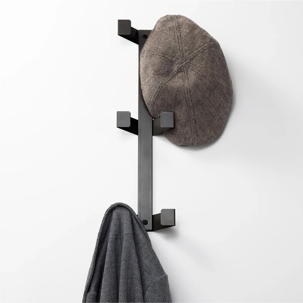 Appendiabiti da parete 3 posti semplice e colorato SAM, Dimensioni 45x5xh 12 cm Si portata max 5Kg metallo da attaccare a muro colore Grigio ombra RAL 7022