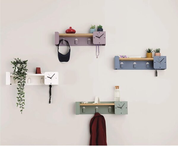 Mensola, appendiabito, svuotatasche, portachiavi ed orologio FLEXY Multifunzione Dimensioni 60x15x h 15 cm Portata massima 15 kg elemento in acciaio Carta da Zucchero RAL 5014 goffrato