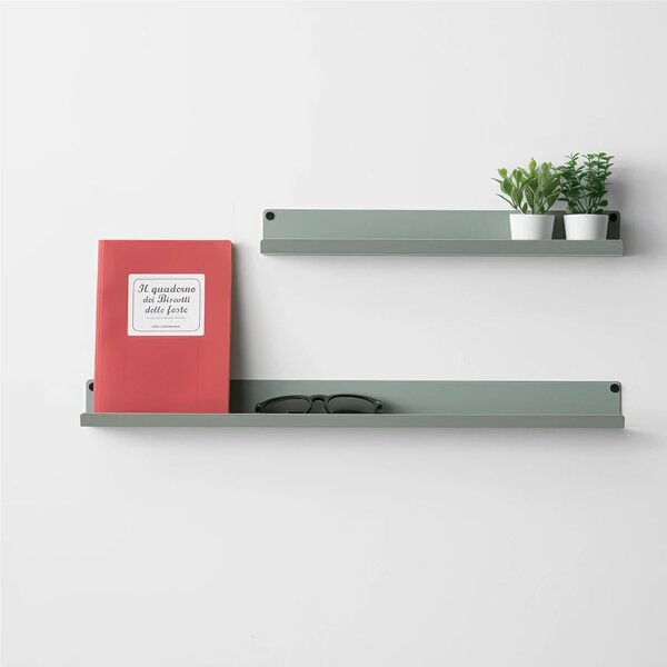 Mensola in metallo POCKET mensola in metallo da muro Minimal Dimensioni 40/60x5x h 5 cm Portata massima 15 kg un unico elemento in acciaio verniciato Verde Eucalipto RAL 150 60 10