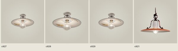 Lampada sospensione rustica, sali e Scendi, con diffusore in ceramica decorato a mano BOLOGNA Dimensioni 30x30x h 17 cm peso 3,45 kg - Attacco Lampada E 27
