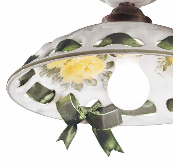 Plafoniera da interno in materiale Ceramico LINEA NAPOLI Diametro ? 33xh15 cm cm peso 1,33 kg - Attacco Lampada E 27 interno con portalampade in ceramica