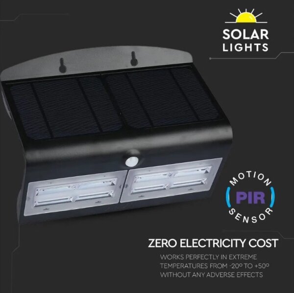 Lampada da parete solare a LED con sensore LED/7W/3,7V 4000K IP65 nero