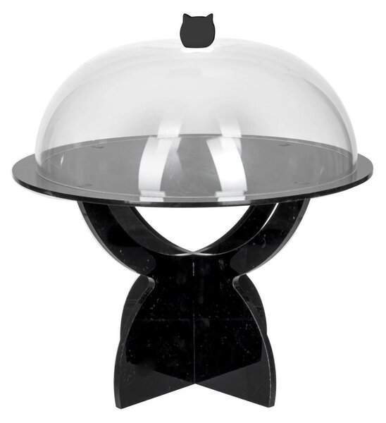 Alzata, Tortiera Porta dolci o Frutta con campana in Plexiglass SMALL Dimensioni �27 xh17,5 cm - colore nero lucido