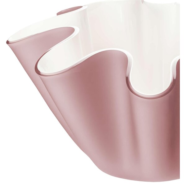 Porta vaso contenitore in cristallo acrilico LIke Water Versione Big diametro 28xh16 cm spessore 5 mm colore CIPRIA SATINATO/BIANCO