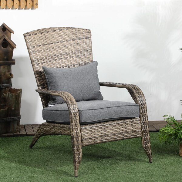 VivaGarden Poltrona da Esterno in Rattan PE Dimensioni 64x80x90 cm colore Marrone - Adirondack