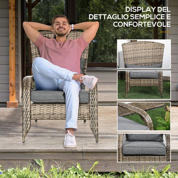 VivaGarden Poltrona da Esterno in Rattan PE Dimensioni 64x80x90 cm colore Marrone - Adirondack