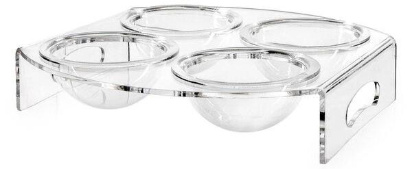 Vassoio quadrato porta aperitivi 4 scomparti Dimensioni 28,5x29,5x h 8 cm, spessore 6 mm adatto a servire dolci, aperitivi e salatini colore Trasparente