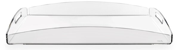 Vassoio rettangolare da portata Grande Dimensioni 46x32x h 5 cm, spessore 6 mm adatto a servire Bicchieri, Tazzine colore Trasparente