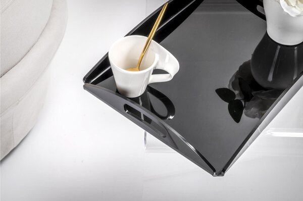 Vassoio rettangolare da portata Piccolo Dimensioni 32,5x22,5x h 4 cm, spessore 6 mm adatto a servire Bicchieri, Tazzine colore nero lucido